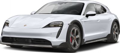 Front angled view of sleek electric vehicle with aerodynamic design and sporty wheels