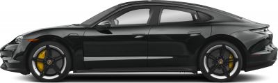 Side profile of sleek electric sedan with sporty wheels and yellow brake calipers