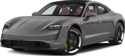 Front left angle of electric sports sedan with LED headlights and five-spoke wheels.