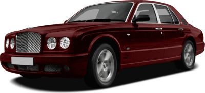Luxury sedan front and side view with iconic Bentley design