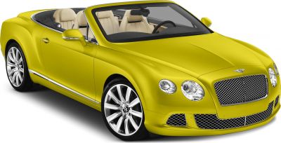 Luxury yellow convertible with chrome grille and alloy wheels