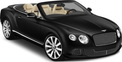 Black luxury convertible with beige interior and mesh grille