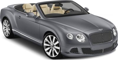 Front-side view of a luxury convertible with beige leather interior