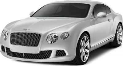 Front view of luxury silver coupe with distinctive mesh grille and dual rounded headlights