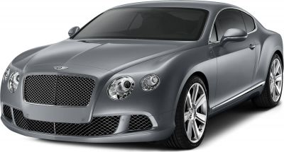 Luxury coupe front view with iconic mesh grille and elegant headlight design