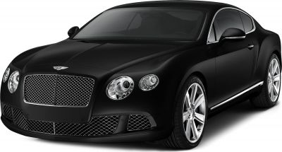 Luxury black coupe with mesh grille and LED headlights