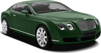 Green luxury coupe with mesh grille and round headlights