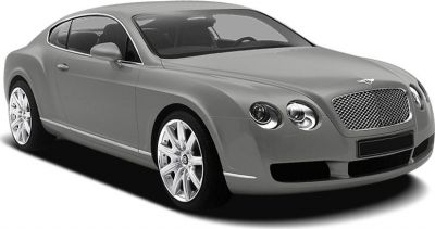 Front side view of luxury coupe with grille and alloy wheels