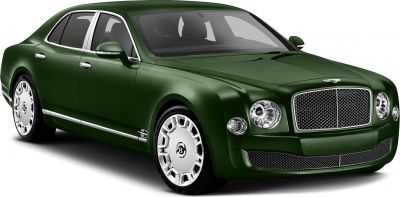 Luxury sedan with chrome mesh grille and distinctive alloy wheels