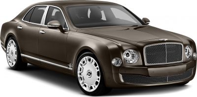 Luxury sedan with distinctive front grille and circular headlights