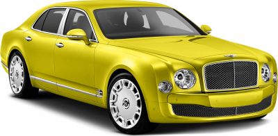 Luxury sedan with chrome mesh grille and alloy wheels