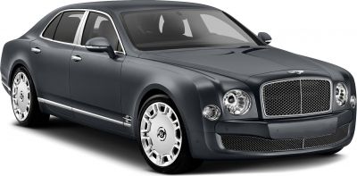 Luxury sedan front side view with round headlights and chrome accents