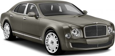 Luxury sedan with vintage-style grille and dual round headlights