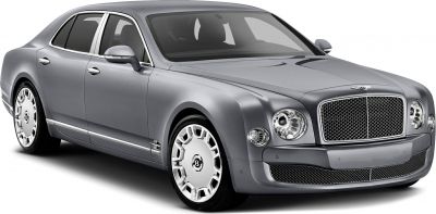 Luxury sedan with distinctive front grille and polished alloy wheels