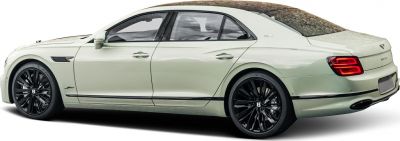 Side profile of a luxury sedan with black multi-spoke alloy wheels