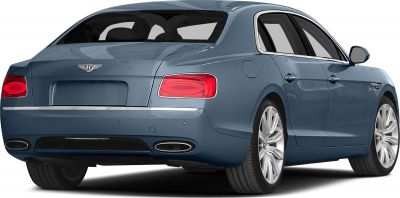 Luxury sedan rear view with taillights and dual exhausts