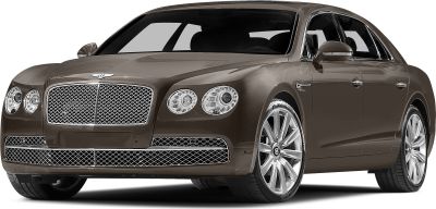 Luxury car front view with dual round headlights and mesh grille