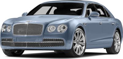 Luxury sedan front view with iconic grille and detailed headlights