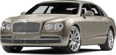Luxury sedan with prominent mesh grille and dual round headlights