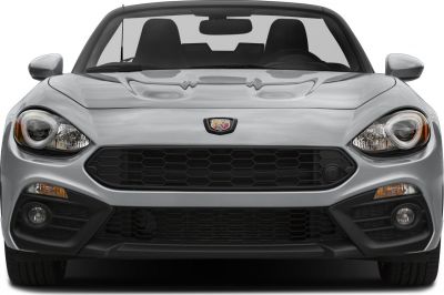 Front view featuring grille, headlights, and fog lights of a sporty convertible.