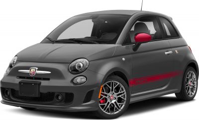 Sporty hatchback with red side stripes, unique alloy wheels, and red mirror caps