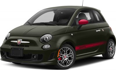 Sporty hatchback with red side stripes and red mirror caps