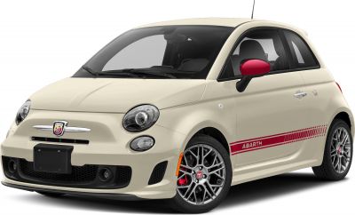 Front-side view of sporty compact hatchback with red accents