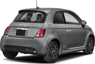 Rear view of small electric hatchback with unique alloy wheels