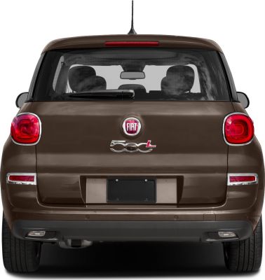 Rear view of compact vehicle with taillights and rear windshield wiper