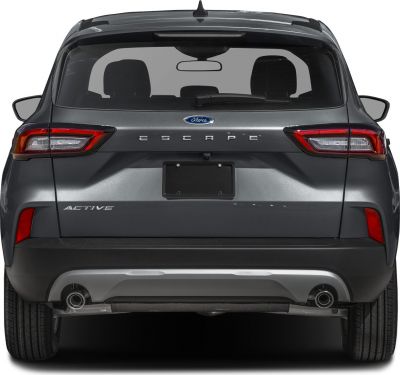 Rear view with modern tail lights and dual exhaust