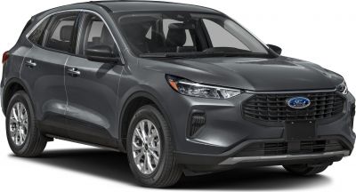 Front and side view with sleek headlights and bold grille.