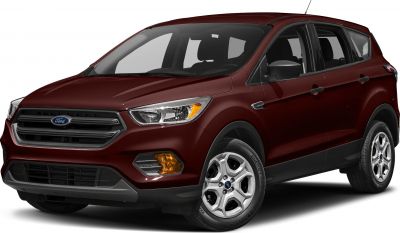 Front-side view of a maroon mid-size SUV with detailed grille and headlights