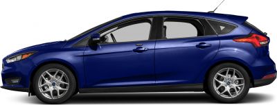 Side profile of a blue 5-door compact hatchback with alloy wheels