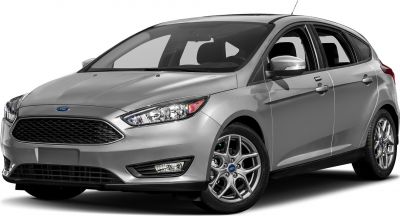 Front and side view of a hatchback with alloy wheels and headlights