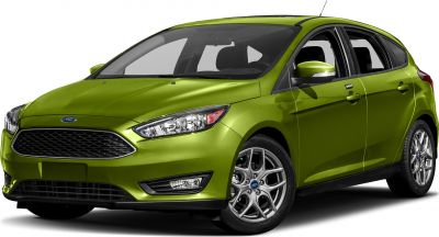 Front-side view of hatchback with grille and alloy wheels