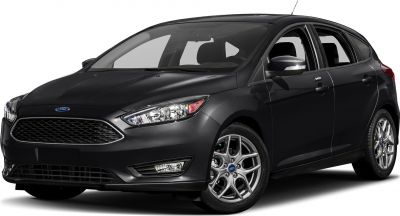 Front side view of a hatchback with alloy wheels