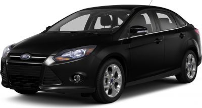 Front side view of a black sedan with alloy wheels