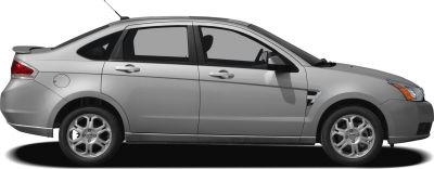 Side view of sedan with alloy wheels and body lines