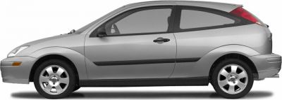 Side view of a compact hatchback with smooth aerodynamic shape and two-door design