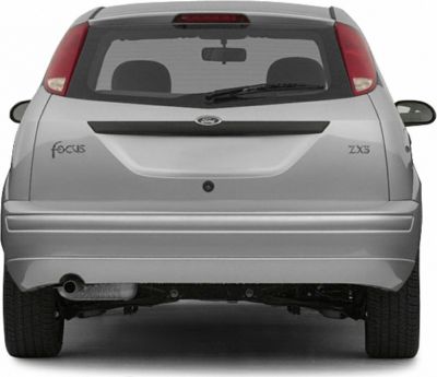 Rear view of hatchback with rear window wiper and exhaust on the left