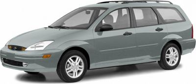Silver station wagon with roof rails and five doors from front side perspective