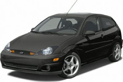 Front-side view of black compact hatchback with sporty design.
