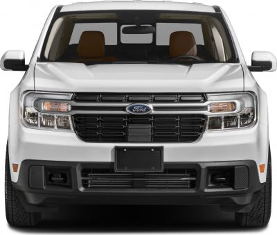Front view with grille, headlights, and bumper of pickup truck
