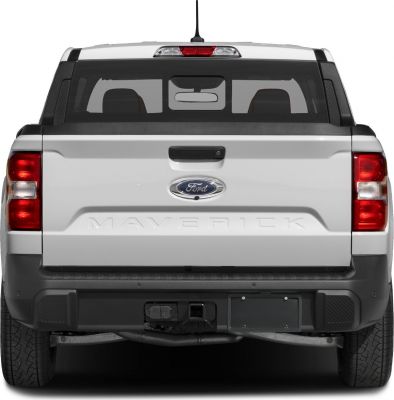 Pickup truck rear view with tailgate and taillights