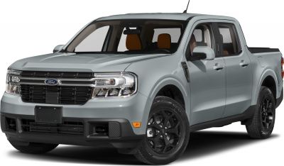 Front grille and rugged side profile of a gray midsize pickup truck
