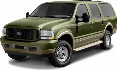 Two-tone green-beige extended SUV with off-road tires and chrome wheels