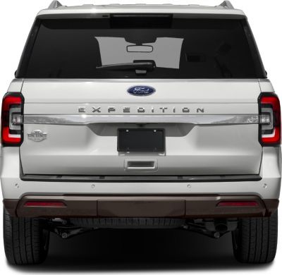 SUV rear view with tailgate lettering and King Ranch badge