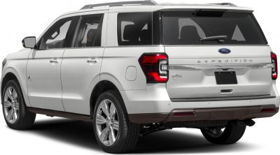 Rear and side profile with distinctive taillights and chrome trim.