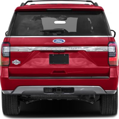 Red SUV rear with chrome Expedition badge and King Ranch sticker