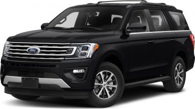 Front and side view of large SUV with chrome grille and alloy wheels